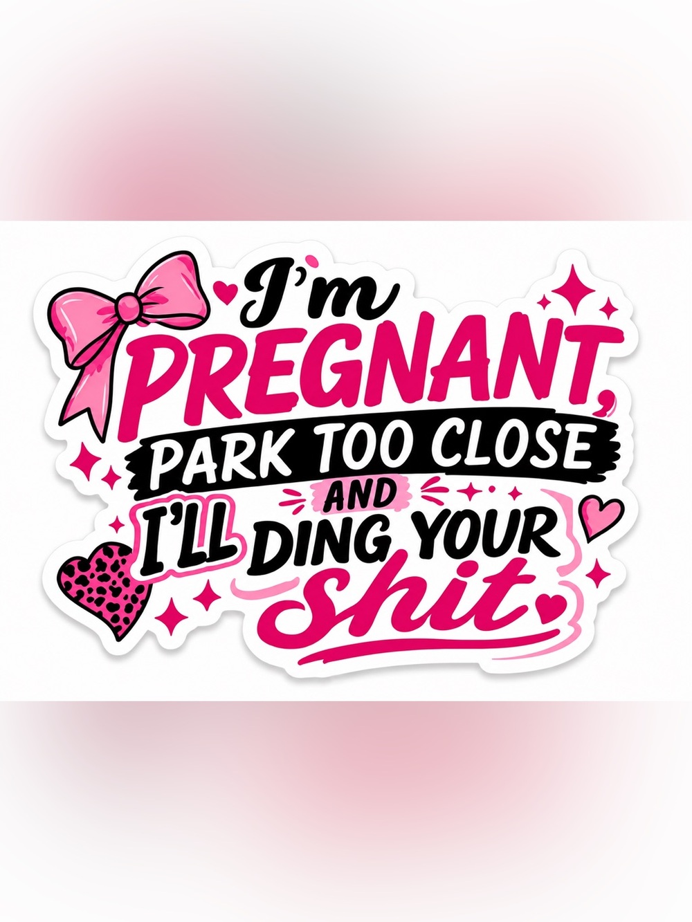 Bold Pink & Black "I'm Pregnant" Sticker